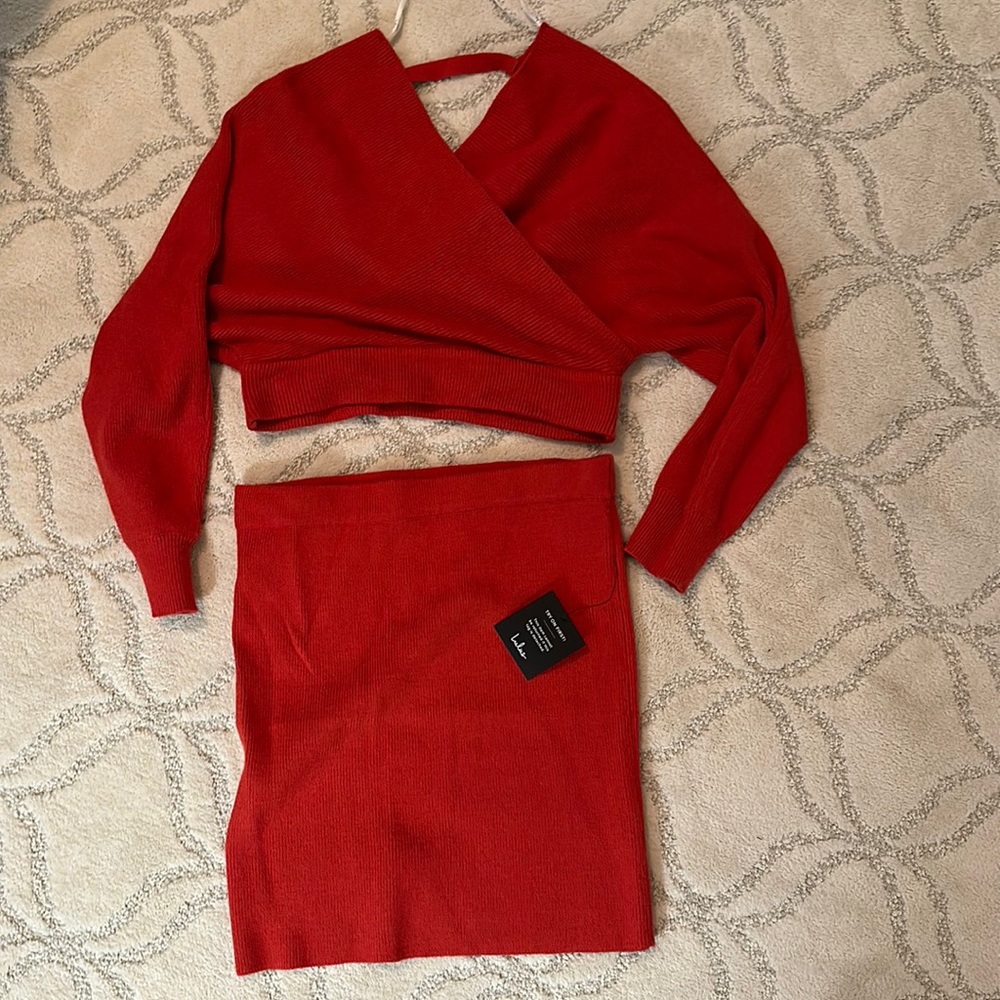 NWT red sweater two piece outfit